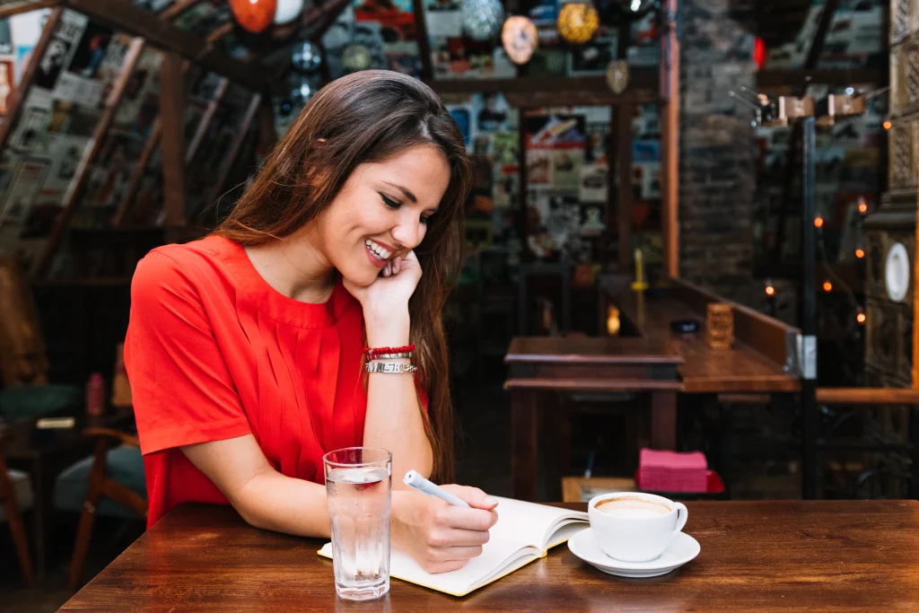 She is writing tips for book marketing.